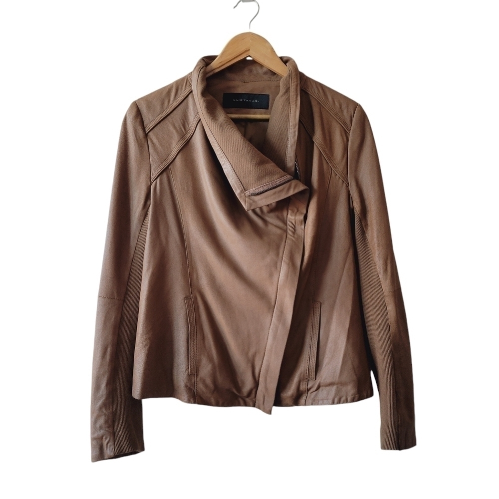 Elie Tahari Light Brown Lamb Leather Jacket